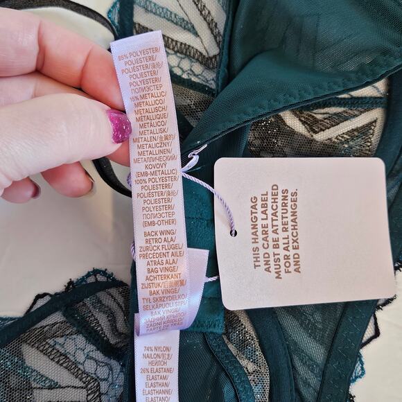 Savage X Fenty Shining Star Embroidered Unlined Demi Bra Blue Women's Size 34C - Picture 6 of 9